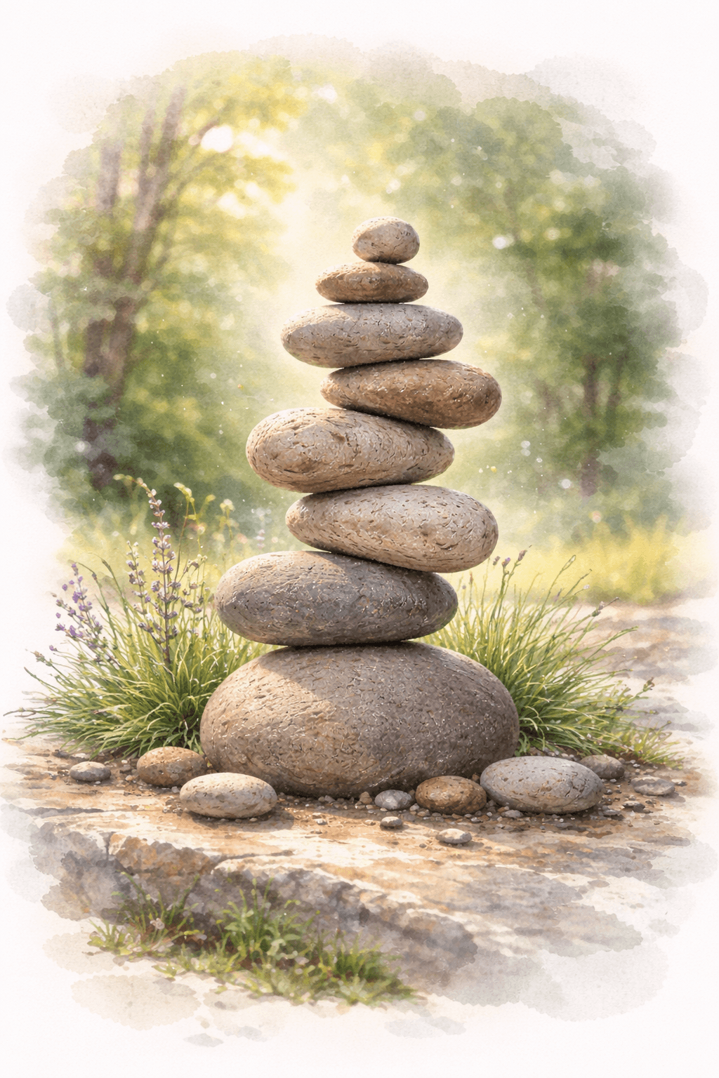 Balanced stacked stones representing steady, grounded progress
